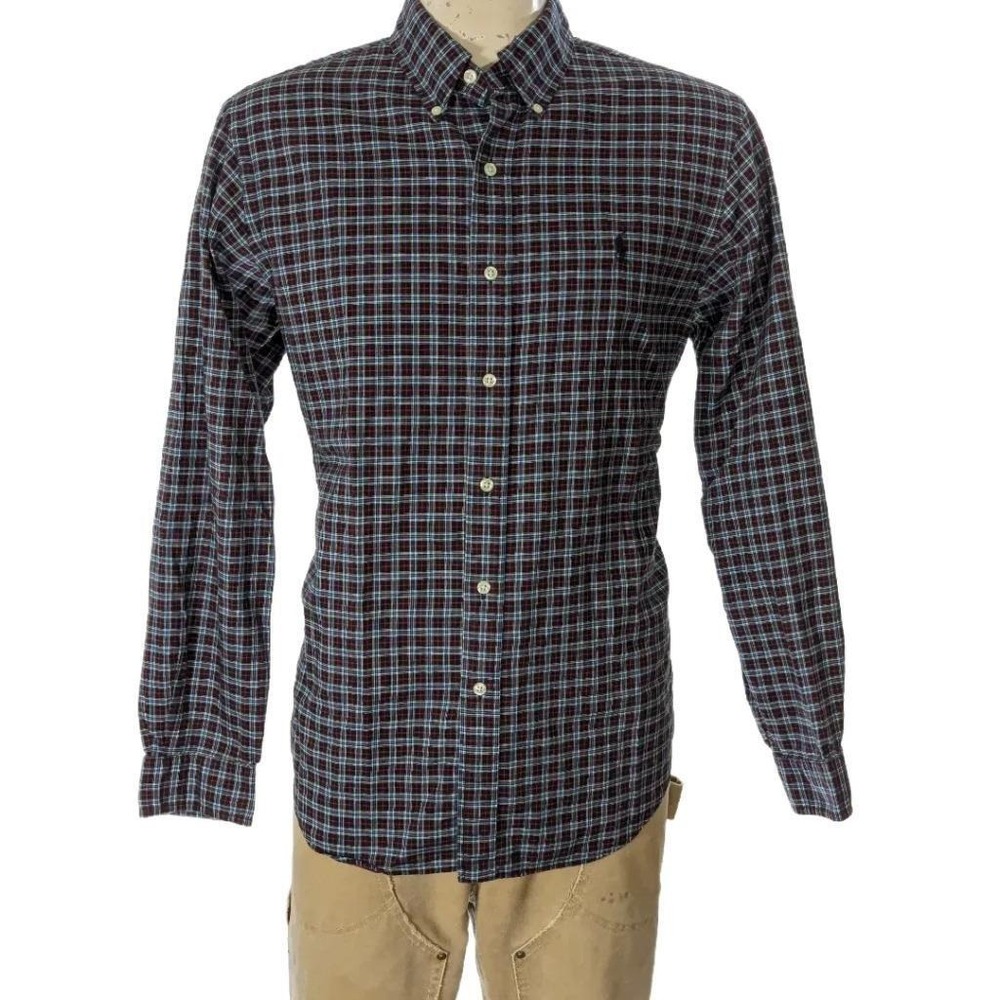 Polo Ralph Lauren Men's Cotton Black Plaid Button Down Shirt Sz L EUC